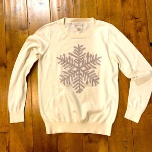 LOFT WHITE SWEATER WITH LARGE SNOWFLAKE